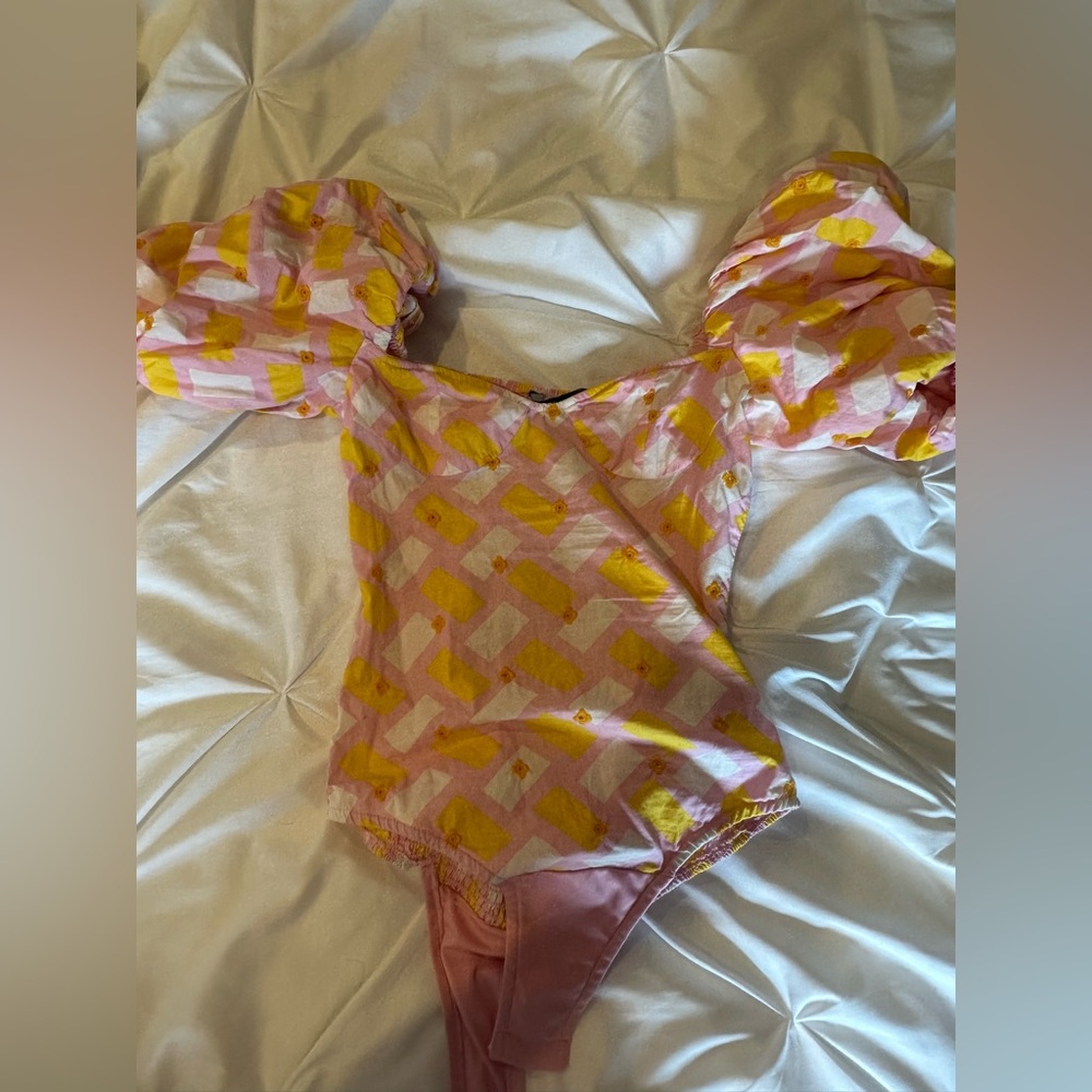 Zara Pink and Yellow Bodysuit